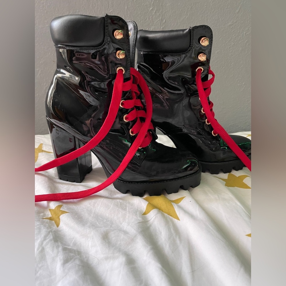Lace Up High Heel Boots